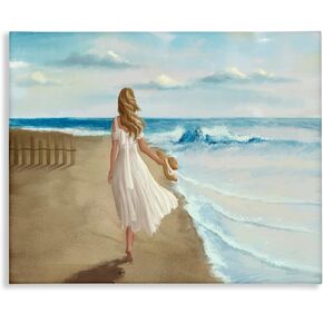 Stupell Industries Walk On The Beach Blue Ocean Painting
