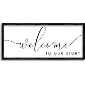 Stupell Industries Welcome To Our Story Fancy Loving Cursive Script Framed Wall Art, Design by Anna Quach