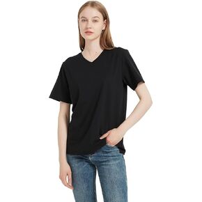 Women's Black Color Radia-Shield, Emf Shielding, Silver Fabric V Neck T-Shirt, Anti Radiation Protection to 99.99% (as1, Alpha, jaspo_l)