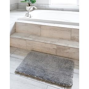 Unique Loom Bano Luxe Bath Mat Collection Area Rug - Luxe (1' 8" x 2' 7" Rectangle, Pewter Gray)