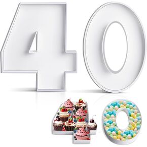 40 Set Cardboard Numbers for Charcuterie, 10.2" Fillable Number Charcuterie Board Box for 40th Birthday Anniversary Party Number Trays for Food Chocolate Candy