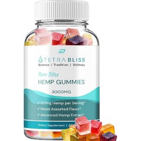 Tetra Bliss Gummies - TetraBliss Hemp Gummies, Tetra Bliss Official Formula Hemp Gummies - Natural Hemp Oil Advanced Formulation, Bliss Tetra Hemp Gummies Reviews (1 Pack - 60 Gummies)