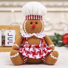 Adorable Christmas Gingerbread Man Plush Toy-9.4in Gingerbread Shape Stuffed Animal,Gingerbread Plush Doll for Christmas Tree Topper Xmas Party Decor (boy+Girl)
