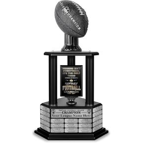 TrophySmack Perpetual Fantasy Football Trophy - Customizable Championship Trophy Award Winner | Free Engraving up to 19 Years Past Winners, 26 Inch Tall