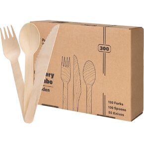 Pantry Value [100 Count] Wooden Spoons Disposable, Splinter-free Biodegradable Spoons, Eco-friendly, Compostable Utensils for Outdoors, Parties, and events