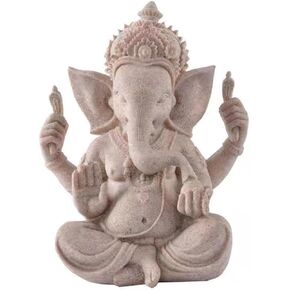 Indian God Lord Ganesha Statue,Hindu Elephant Statue Ganpati Idol Buddha Sculptures,Hindu Gift,Home Temple Mandir Meditation Yoga Room Decor 3.7"(White)