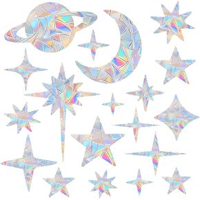 HAPBEAR 100PCS Starry Sky Window Decals for Bird Strikes - Anti-Collision Window Decals to Save Birds from Window Collisions,Non Adhesive Reusable Vinyl Rainbow Window Stickers for Birds