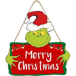 Christmas Decorations Hanging Signs, Wooden Christmas Door Decorations Merry Christmas Wreath for Front Door Christmas Tree Wall Door Home Decor