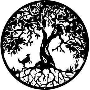 lyyochinn Metal Tree of Life with Dog Wall Décor,Outdoor Dog Silhouette Art,Black Metal Wall Sculpture for Home Bedroom Living Room Bathroom Kitchen Office Garden Hotel Wall Decoration(11.8inch)