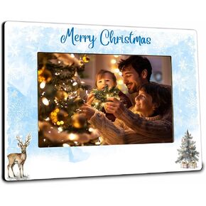 Christmas Photo Frame Fits The 4x6 Inches Picture - Christmas Wooden Frame Decoration For Home Office Party - Christmas Elements Colorful Decorative Keepsake - Holiday Picture Frame For Gifting - A10