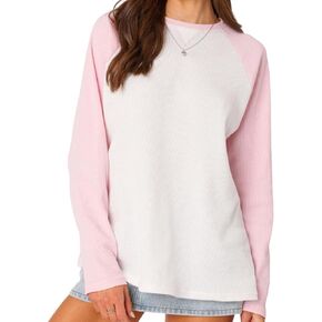 Sweatshirts for Women Crew Neck Huafuge Loose T Shirt Long Sleeve Shirts Tunic Tops for Leggings Fall Fashion S-XL