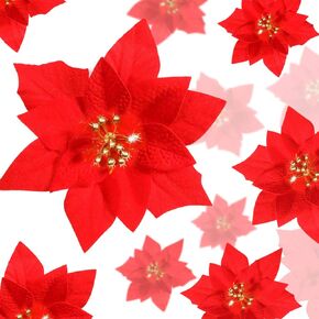 Boao 24 قطعة عيد الميلاد البونسيتة الحمراء الزهور عيد الميلاد الزهور الاصطناعية الزفاف شجرة عيد الميلاد السنة الجديدة الحلي
