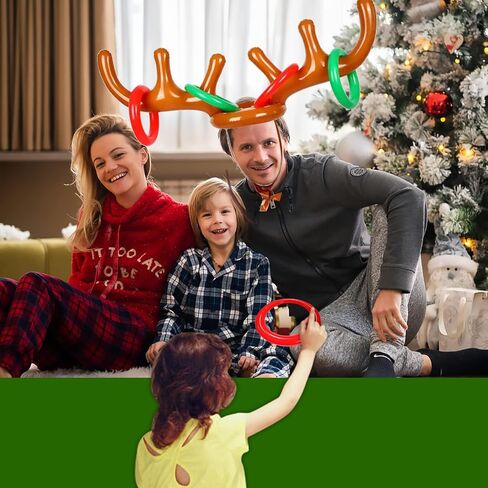3 Set Inflatable Reindeer Antler Ring Toss Game,Inflatable Reindeer Antler Hat,Christmas Party Ring Toss Games Favors Supplies in Saudi Arabia