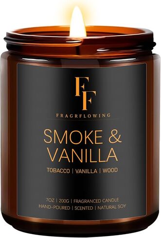 Smoke and Vanilla Candles for Home Scented Aromatherapy Candle, Scented Candles Gifts for Women Men, Amber Jar in Saudi Arabia
