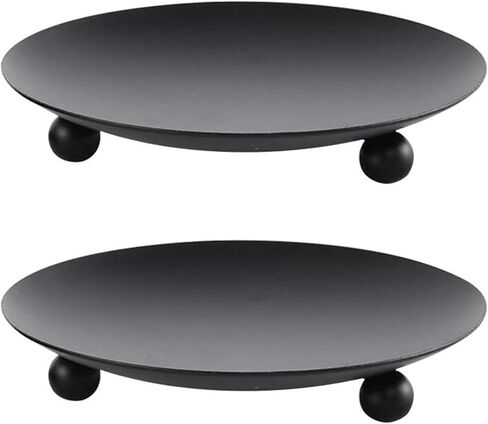 مجموعة حوامل شموع عمود مكونة من 2، حامل شموع عمود حديدي، صينية لوحة شموع عمود عتيقة، قاعدة شموع معدنية، حامل شمع عصا شمع مزخرف للعلاج العطري لعيد الميلاد، فضي in Kuwait