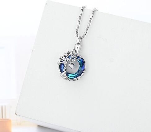 XSMZB Tree of Life Cremation Jewelry for Ashes Crystal Circle Urn Necklace for Women Small Heart Keepsake Ashes Pendant Memorial Lockets in Kuwait