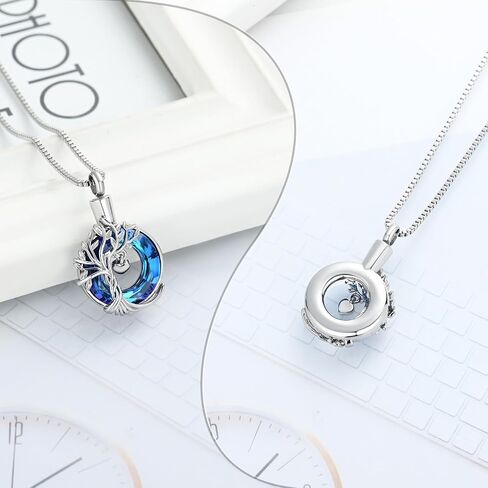 XSMZB Tree of Life Cremation Jewelry for Ashes Crystal Circle Urn Necklace for Women Small Heart Keepsake Ashes Pendant Memorial Lockets in Kuwait