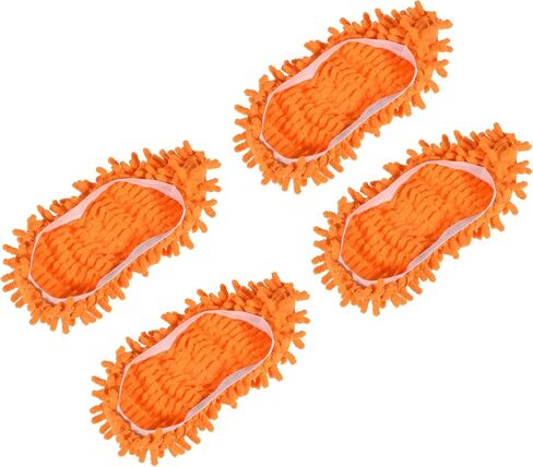 MECCANIXITY Washable Cleaning Shoes Cover Multifunction Chenille Duster Mop Slippers Foot Socks for House Floor, Pack of 4 Purple in Saudi Arabia