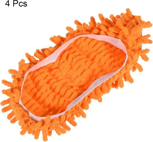 MECCANIXITY Washable Cleaning Shoes Cover Multifunction Chenille Duster Mop Slippers Foot Socks for House Floor, Pack of 4 Purple in Saudi Arabia