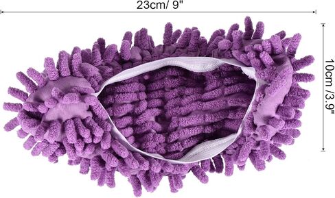MECCANIXITY Washable Cleaning Shoes Cover Multifunction Chenille Duster Mop Slippers Foot Socks for House Floor, Pack of 4 Purple in Saudi Arabia