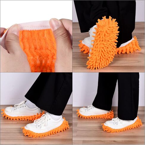 MECCANIXITY Washable Cleaning Shoes Cover Multifunction Chenille Duster Mop Slippers Foot Socks for House Floor, Pack of 4 Purple in Saudi Arabia