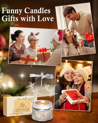 Birthday Gifts for Women Butterfly Candles - Christmas Stocking Stuffers for Women Rotatable Candle Unique Gift Ideas for Mom Her Sister Femal Friends Girlfriend Daughter On Anniversary White Elephant in Saudi Arabia