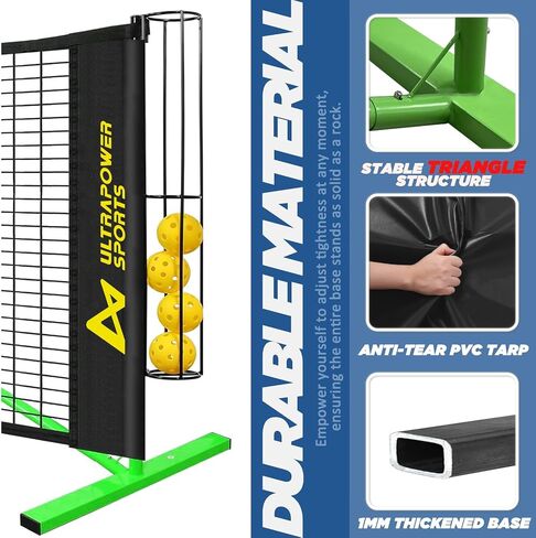 شبكة Pickleball للممر المحمول مجموعة شبكة Pickleball قابلة للتعديل شبكات Pickleball المحمولة في الهواء الطلق حجم التنظيم 22 قدمًا مجموعة Pickleball مع شبكة مع حقيبة حمل in Saudi Arabia