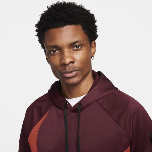 Nike Therma-FIT Men's Pullover Fitness Hoodie (US, Alpha, Small, Regular, Regular, Night Maroon/Night Maroon/Rugged Orange/Black) in Saudi Arabia