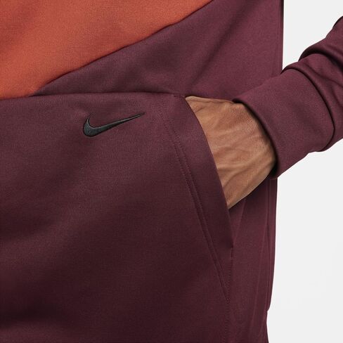 Nike Therma-FIT Men's Pullover Fitness Hoodie (US, Alpha, Small, Regular, Regular, Night Maroon/Night Maroon/Rugged Orange/Black) in Saudi Arabia