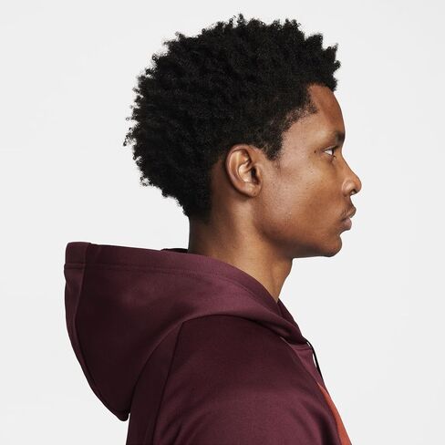 Nike Therma-FIT Men's Pullover Fitness Hoodie (US, Alpha, Small, Regular, Regular, Night Maroon/Night Maroon/Rugged Orange/Black) in Saudi Arabia