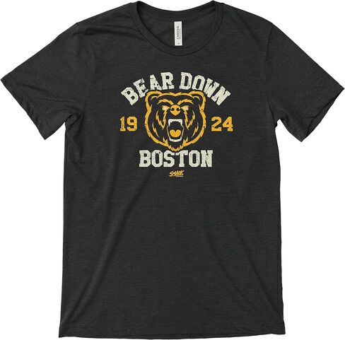 Boston Hockey Fans. Bear Down Boston. Heather Black T-Shirt (Sm-5X) in Saudi Arabia