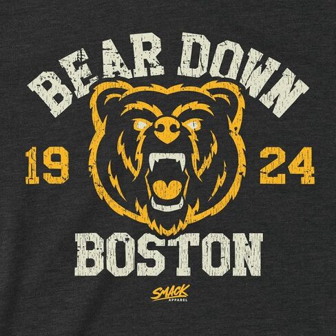 Boston Hockey Fans. Bear Down Boston. Heather Black T-Shirt (Sm-5X) in Saudi Arabia