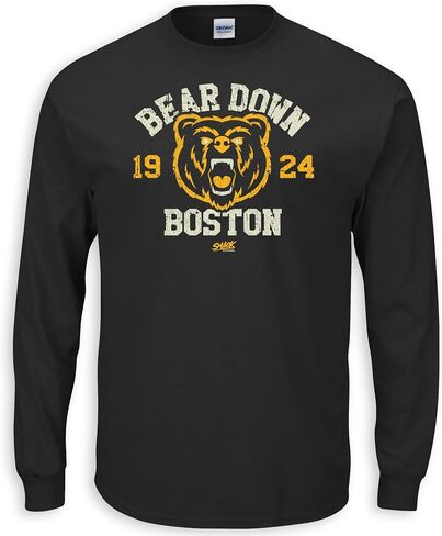Boston Hockey Fans. Bear Down Boston. Heather Black T-Shirt (Sm-5X) in Saudi Arabia