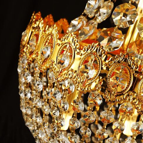 6-Light Crystal Chandelier, French Empire Style, Classic K9 Crystals Raindrop Fixture for Living Room, Foyer, Entryway Hotel 6 Light G9(W 11.8" x H 20.5") in Saudi Arabia