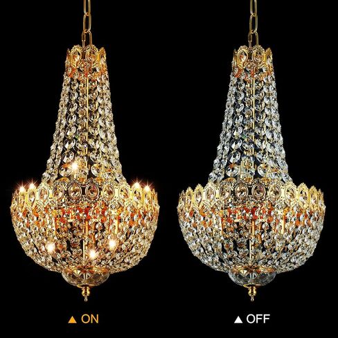 6-Light Crystal Chandelier, French Empire Style, Classic K9 Crystals Raindrop Fixture for Living Room, Foyer, Entryway Hotel 6 Light G9(W 11.8" x H 20.5") in Saudi Arabia