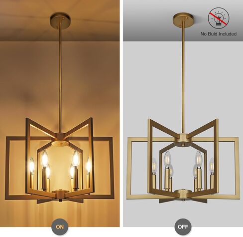 6-Light Gold Pendant Light, Modern Farmhouse Dining Room Light Fixtures Over Table, Industrial Metal Geometric Kitchen Chandelier for Entryway Hallway Foyer Bedroom in Saudi Arabia