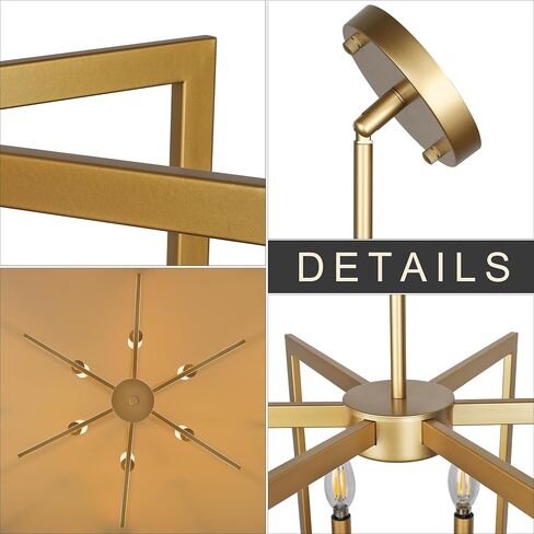 6-Light Gold Pendant Light, Modern Farmhouse Dining Room Light Fixtures Over Table, Industrial Metal Geometric Kitchen Chandelier for Entryway Hallway Foyer Bedroom in Saudi Arabia