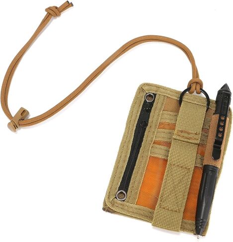 حامل شارة الهوية التكتيكية مع جيب بسحاب، نايلون 500D، حامل شارة لاصقة بخطاف وحلقة، حلقة مفاتيح بحبل للرقبة ومنظم لبطاقات الائتمان، منظم الحقيبة EDC in Saudi Arabia