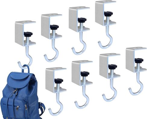 3Pcs Adjustable Desktop Side Hooks, School Bag Backpack Desk Hooks, Table Hooks, Shelf Clamp Hooks, Bag Rack Hooks, Metal Under-Table Wallet Hooks (3) in Saudi Arabia