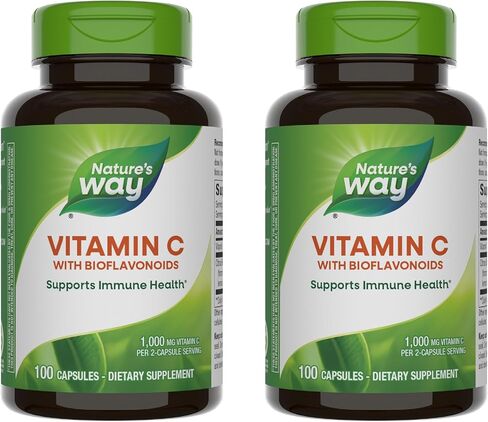 Nature's Way فيتامين C 500 مجم مع البيوفلافونويد، 1000 مجم فيتامين C لكل وجبة، 100 كبسولة، عبوة من 2 in Saudi Arabia