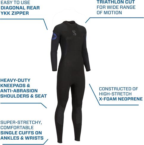 بدلة غطس SCUBAPRO Oneflex Steamer للسيدات، 3 مم، سحاب خلفي، X-Foam Neoprene، XL in Saudi Arabia