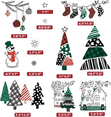 9 Sheets 200+Pcs Christmas Window Clings Stickers, Christmas Tree Snowflakes Window Stickers, Xmas Decals Decorations Window Clings for Glass Window Home Holiday Party in Saudi Arabia