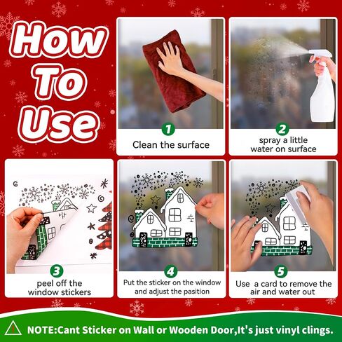 9 Sheets 200+Pcs Christmas Window Clings Stickers, Christmas Tree Snowflakes Window Stickers, Xmas Decals Decorations Window Clings for Glass Window Home Holiday Party in Saudi Arabia