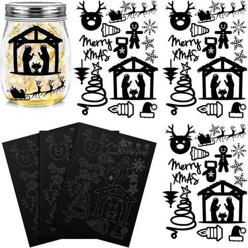 3 أوراق من Yinder، 48 قطعة من ملصقات جرة المهد من الفينيل، ملصقات ميلاد مقاومة للماء، ملصقات دينية كبيرة من الأيائل، ملصقات لاصقة قابلة لإعادة الاستخدام لتزيين حفلات عيد الميلاد in Kuwait