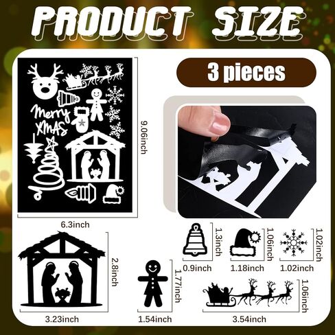 3 أوراق من Yinder، 48 قطعة من ملصقات جرة المهد من الفينيل، ملصقات ميلاد مقاومة للماء، ملصقات دينية كبيرة من الأيائل، ملصقات لاصقة قابلة لإعادة الاستخدام لتزيين حفلات عيد الميلاد in Kuwait