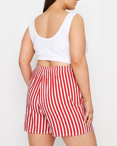 Womens Striped Print Shorts with Slant Pocket High Waist Casual Mini Shorts in Saudi Arabia