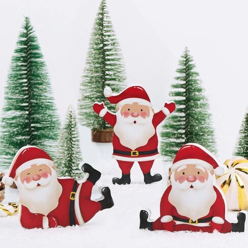 3pcs Christmas Wooden Santa Decorations Winter Tiered Tray Decor Christmas Table Decor for Mantel Shelf Tabletop Office (Santa Claus) in Saudi Arabia