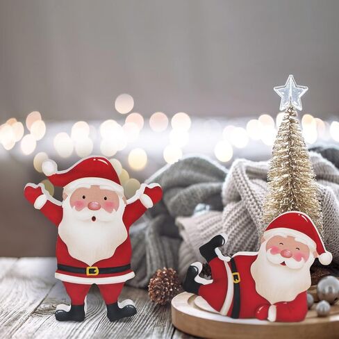 3pcs Christmas Wooden Santa Decorations Winter Tiered Tray Decor Christmas Table Decor for Mantel Shelf Tabletop Office (Santa Claus) in Saudi Arabia