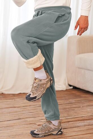 Men's Fleece Lined Sherpa Sweatpants Active Running Joggers with Pockets (S-2XL) in Saudi Arabia