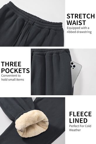Men's Fleece Lined Sherpa Sweatpants Active Running Joggers with Pockets (S-2XL) in Saudi Arabia